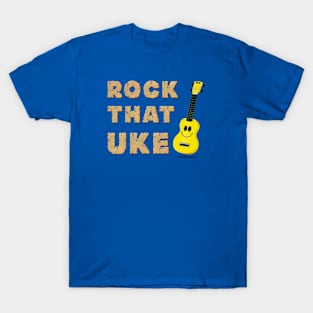 Rock That Uke (with smiley face uke graphic) T-Shirt